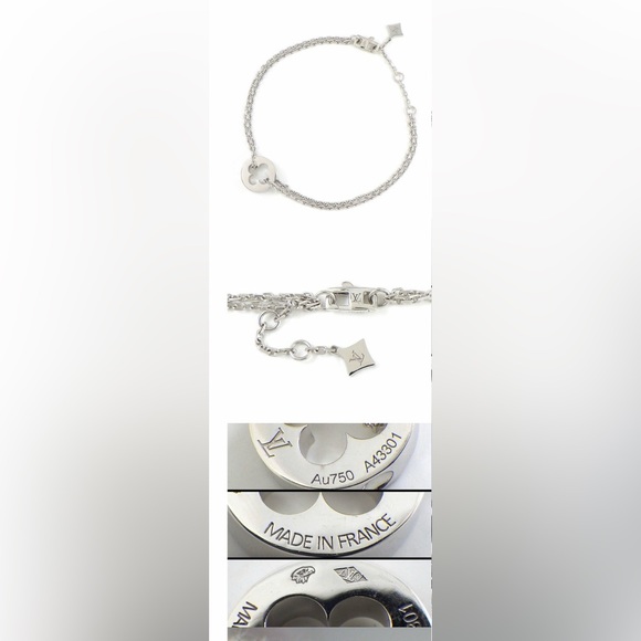 LOUIS VUITTON EMPREINTE DOUBLE CHAIN BRACELET - Solid 18K White Gold - Picture 4 of 8